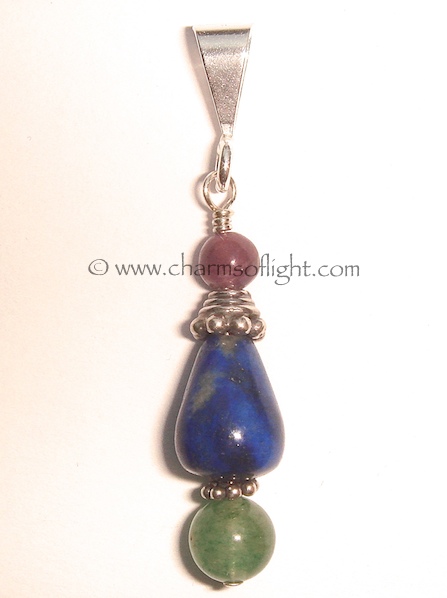 Lapis Lazuli, Lepidolite & Aventurine Pendant